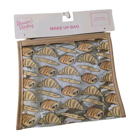 FraSier Sterling, Travel MAKE UP Bag Croissants Bread 9 X 8 New Cute - Picture 1 of 5